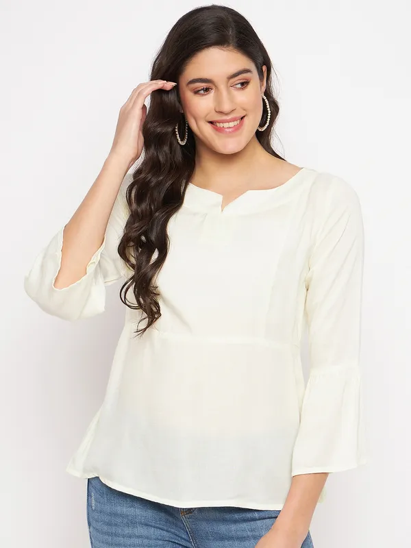 Cream_Rayon_Solid_Tops