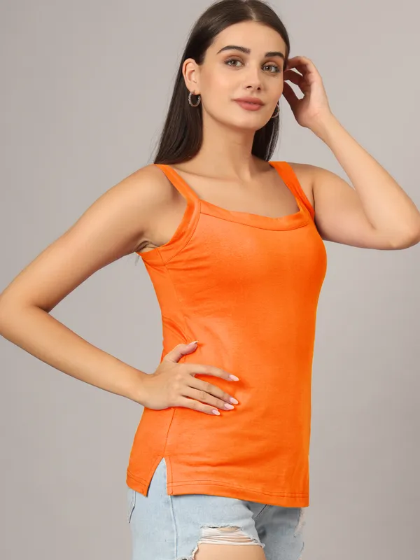 Orange_Cotton_Lycra_Camisoles
