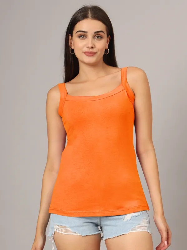 Orange_Cotton_Lycra_Camisoles