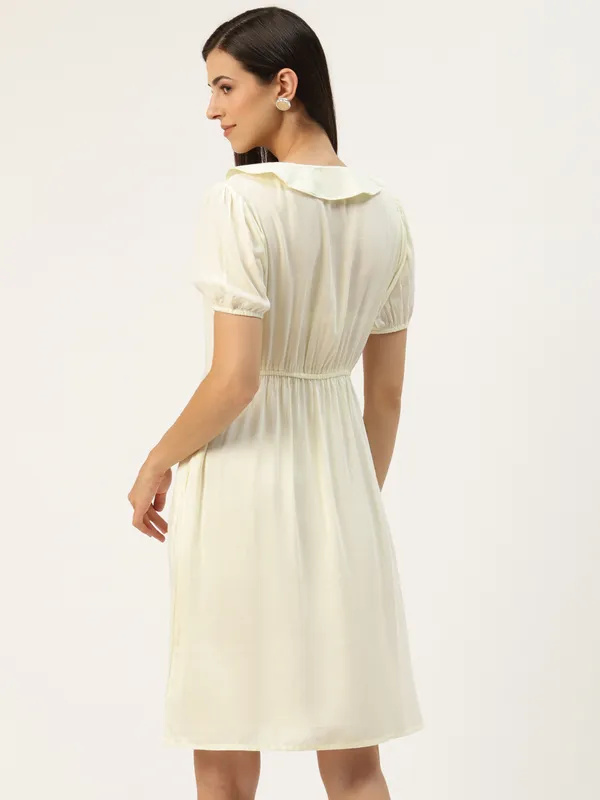 Cream_Rayon_Solid_Dresses