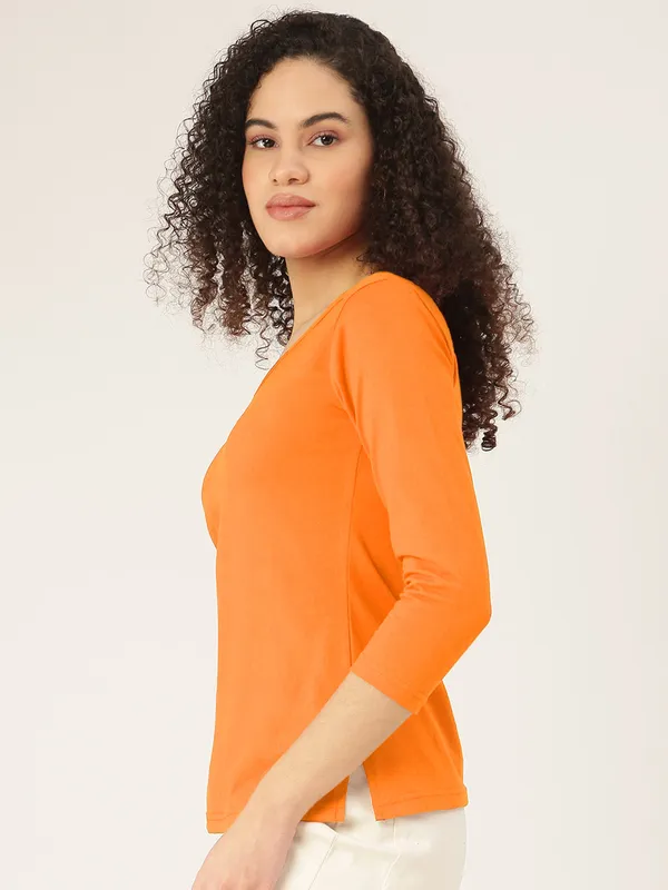 BRINNS_Women_Solid_V-Neck_Cotton_T-shirt