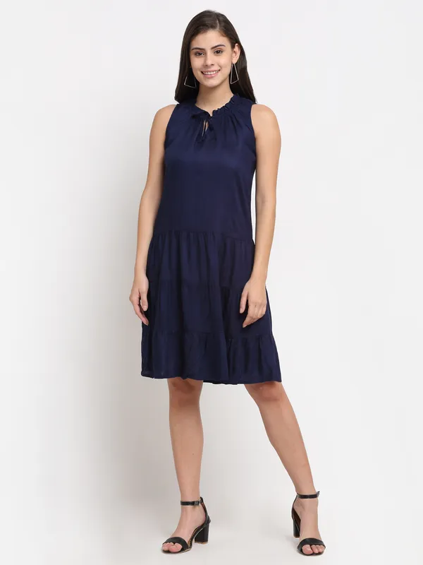 Navy_Rayon_Solid_Dresses