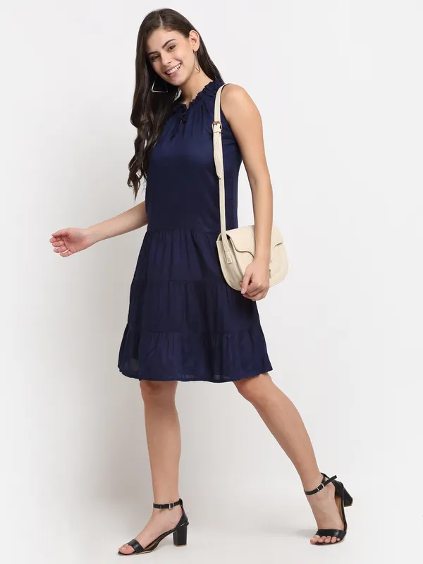 Navy_Rayon_Solid_Dresses