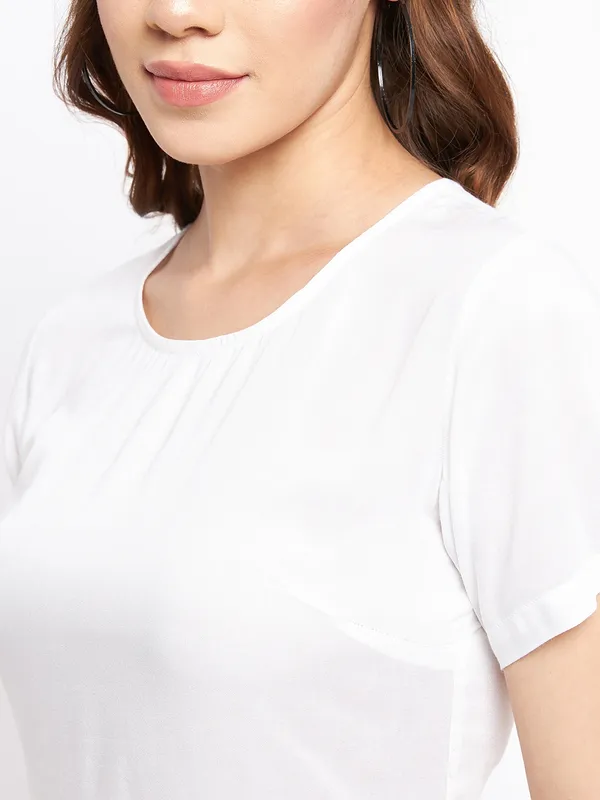 White_Rayon_Solid_Dresses