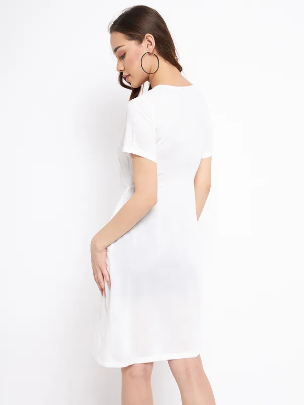 White_Rayon_Solid_Dresses