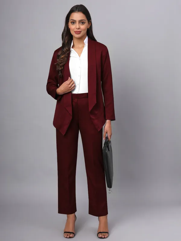 Burgundy_Polyester_Lycra_Blazers