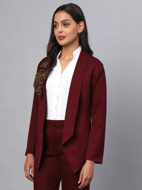 Burgundy_Polyester_Lycra_Blazers