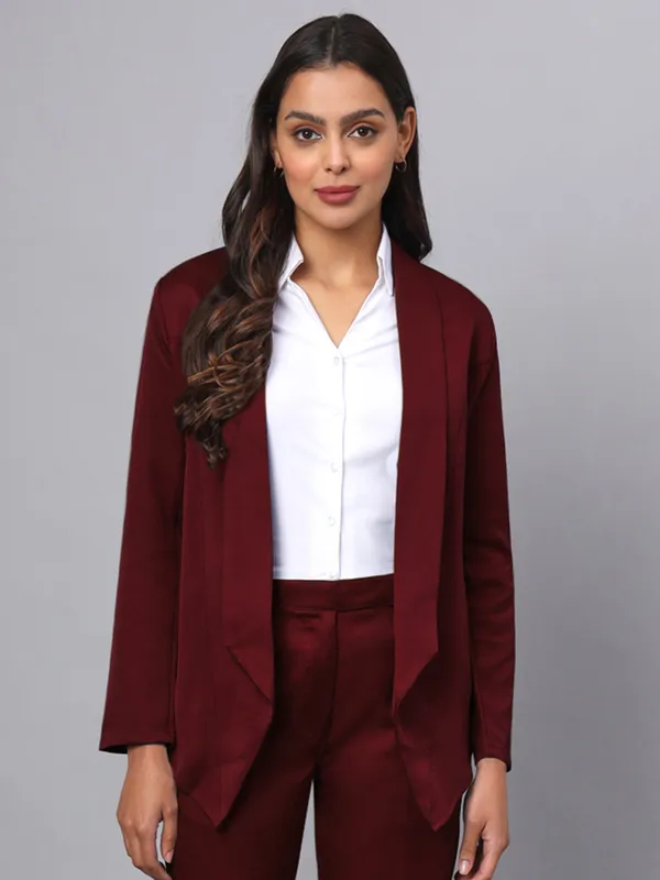 Burgundy_Polyester_Lycra_Blazers