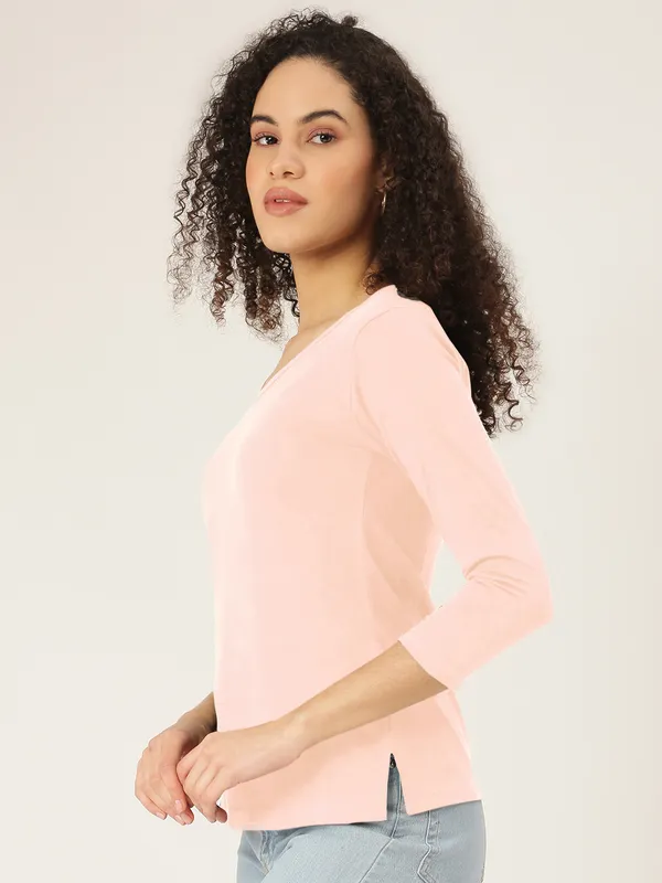 BRINNS_Women_Solid_V-Neck_Cotton_T-shirt