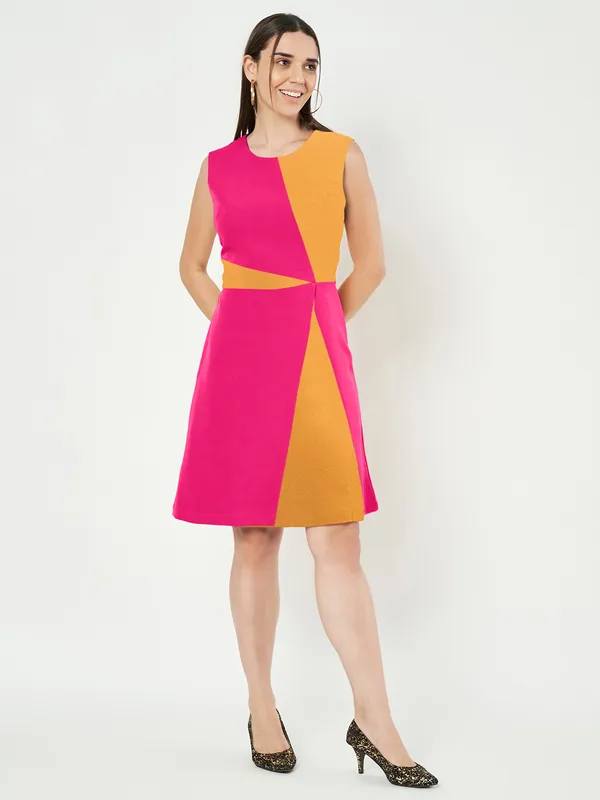 BRINNS_Women_Colourblocked_A-Line_Dress