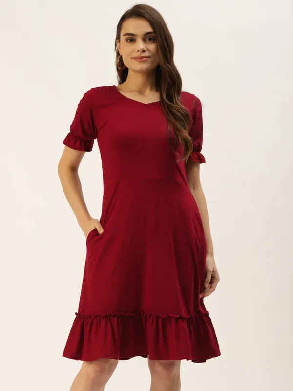 Maroon_Viscose_Dresses