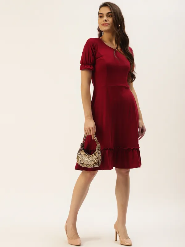 Maroon_Viscose_Dresses