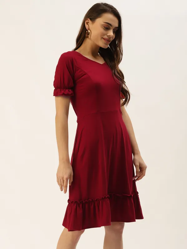 Maroon_Viscose_Dresses