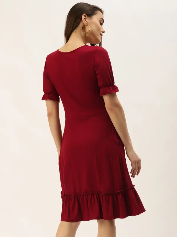 Maroon_Viscose_Dresses