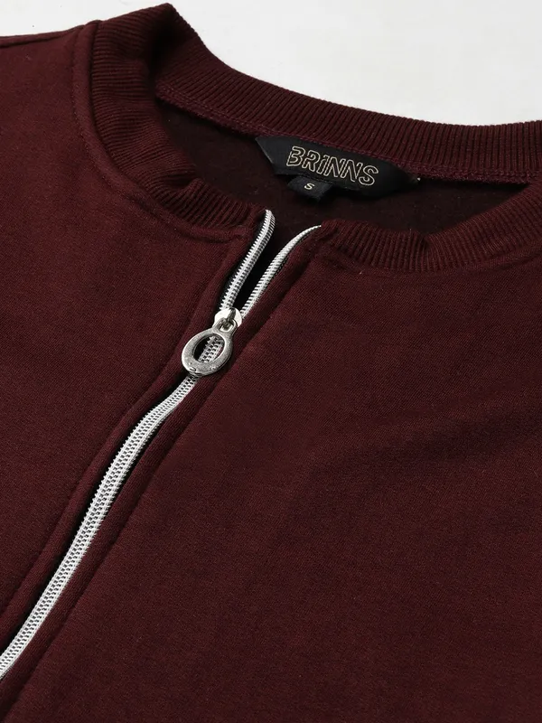 BRINNS_Women_Collarless_Solid_Fleece_Casual_Bomber_Jacket