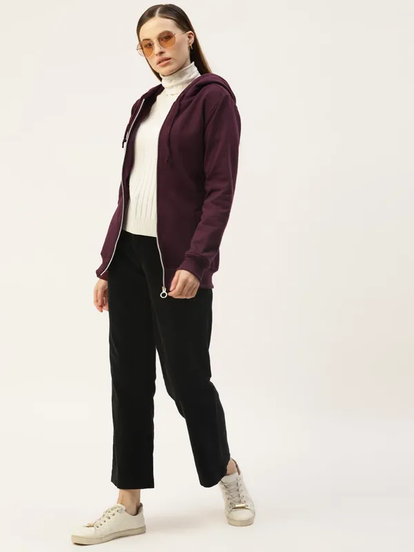 BRINNS_Women_Pink_Solid_Hooded_Sweatshirt