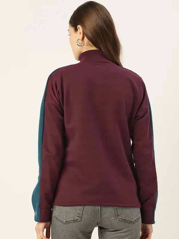BRINNS_Women_Maroon_Solid_Sweatshirt