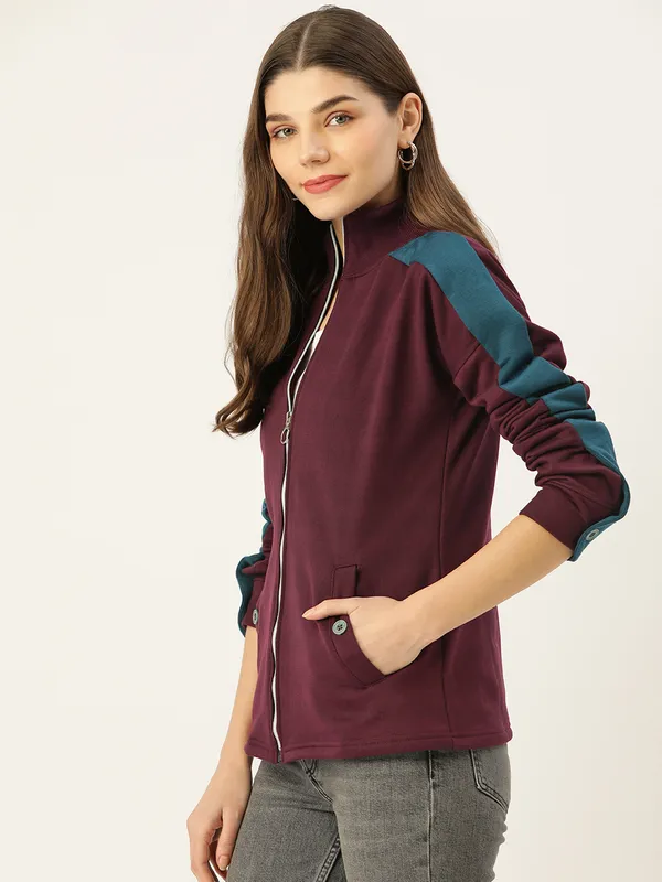 BRINNS_Women_Maroon_Solid_Sweatshirt