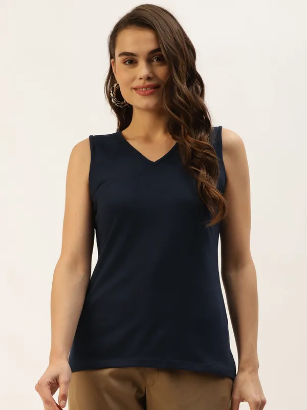 Navy_Cotton_Lycra_Tops