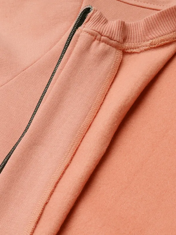 BRINNS_Women_Collarless_Solid_Fleece_Casual_Bomber_Jacket