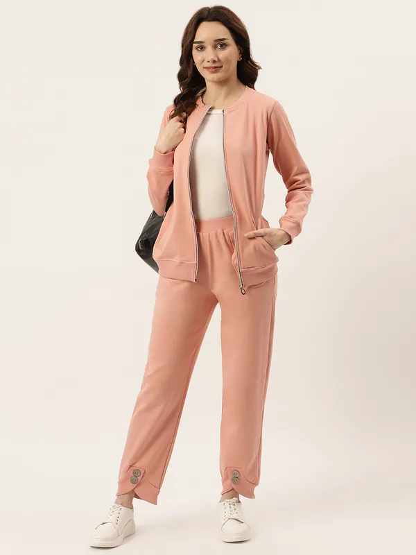 BRINNS_Women_Collarless_Solid_Fleece_Casual_Bomber_Jacket