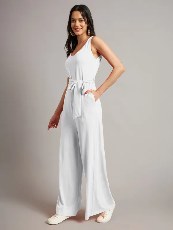 White_Cotton_Blend_Single_Jersey_Jumpsuit