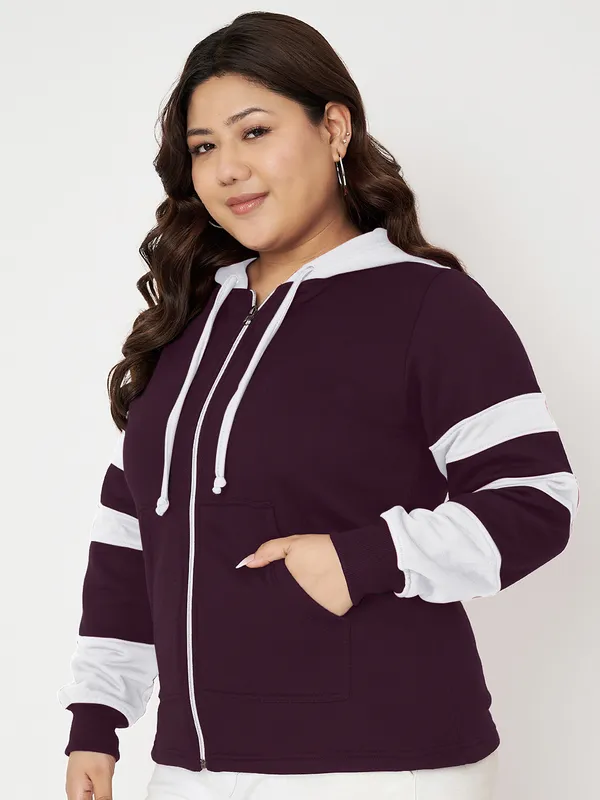 Teal_Blue_&_Burgundy_Striped_Fleece_Hooded_Sweat-shirt