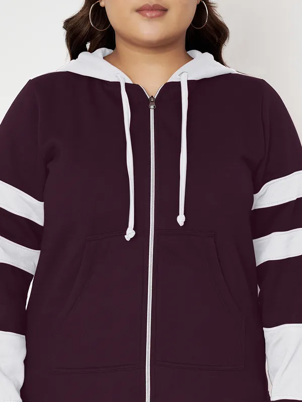 Teal_Blue_&_Burgundy_Striped_Fleece_Hooded_Sweat-shirt