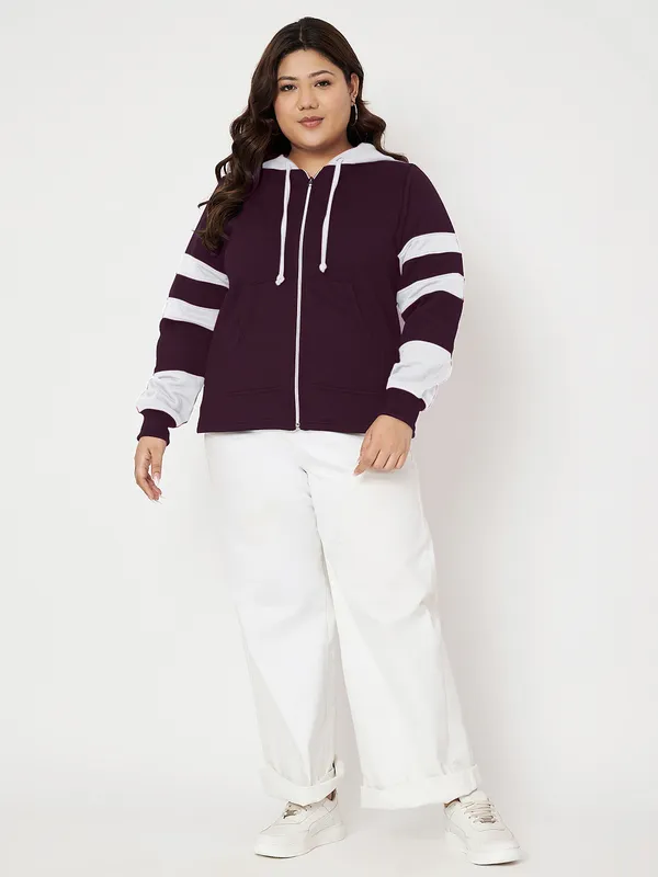Teal_Blue_&_Burgundy_Striped_Fleece_Hooded_Sweat-shirt