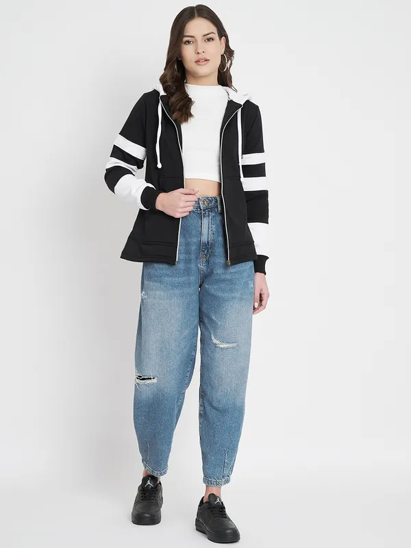 Teal_Blue_&_Burgundy_Striped_Fleece_Hooded_Sweat-shirt