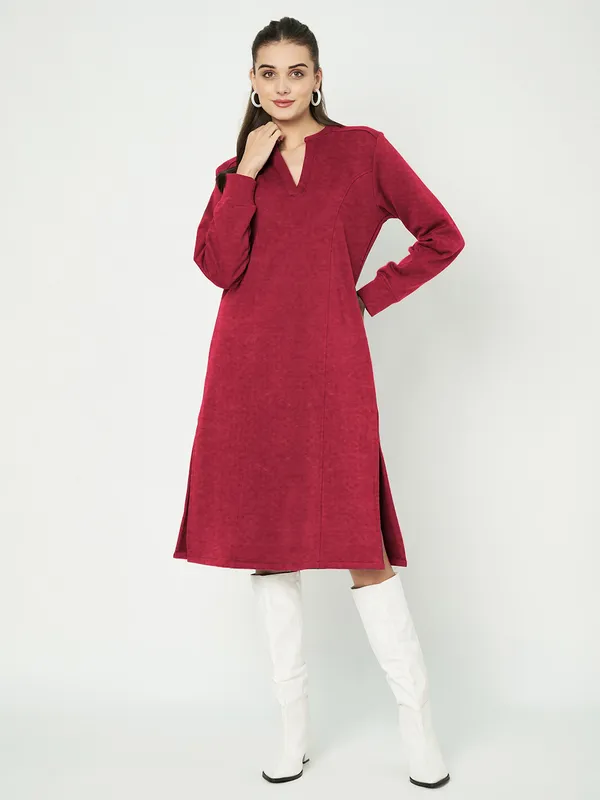 A-Line_Mandarin_Collar_Midi_Dress