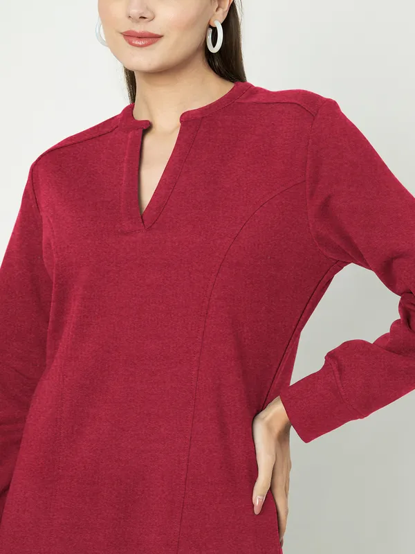 A-Line_Mandarin_Collar_Midi_Dress