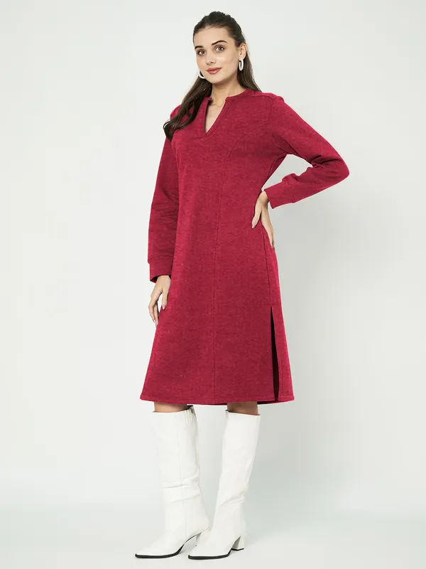 A-Line_Mandarin_Collar_Midi_Dress