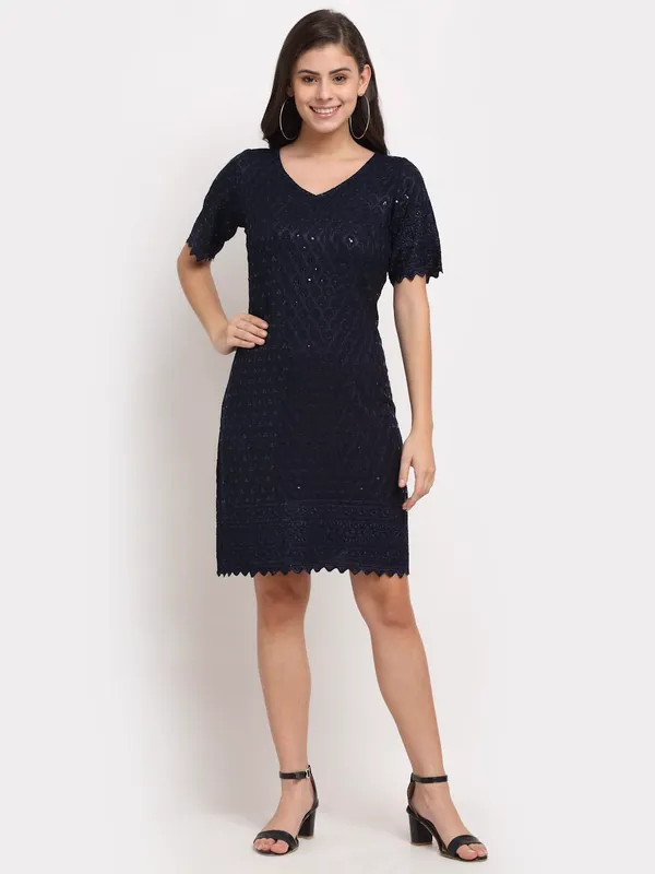 BRINNS_Stylish_Women's_A-Line_Dress_with_Embellished_Details_in_White_Solid_Color