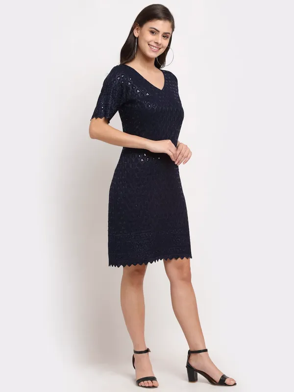 BRINNS_Stylish_Women's_A-Line_Dress_with_Embellished_Details_in_White_Solid_Color