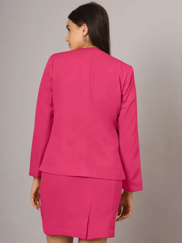 BRINNS_collerless_Neck_Blazer_with_Skirt_Suit_Set