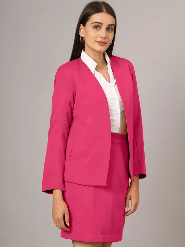 BRINNS_collerless_Neck_Blazer_with_Skirt_Suit_Set