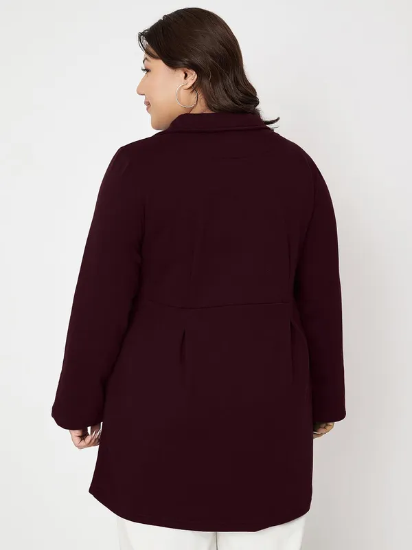 BRINNS_Woman_Plus_Size_Notched_Collar_Hip_Length_Fleece_Overcoat