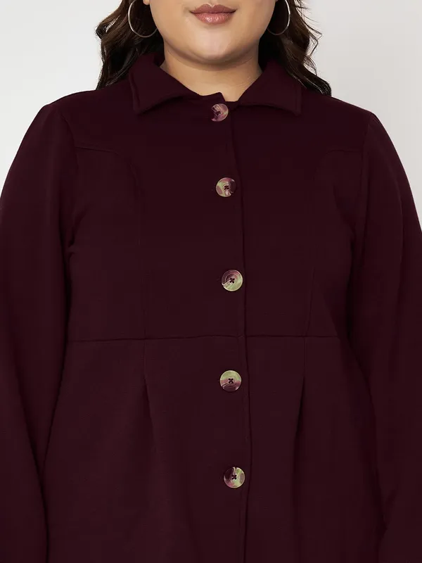 BRINNS_Woman_Plus_Size_Notched_Collar_Hip_Length_Fleece_Overcoat