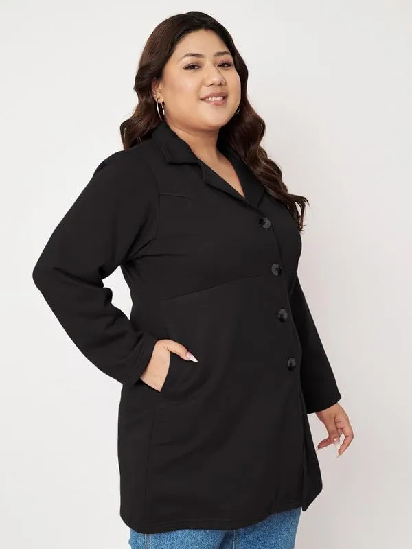 BRINNS_Plus_Size_Women's_Solid_Single-Breasted_Overcoat