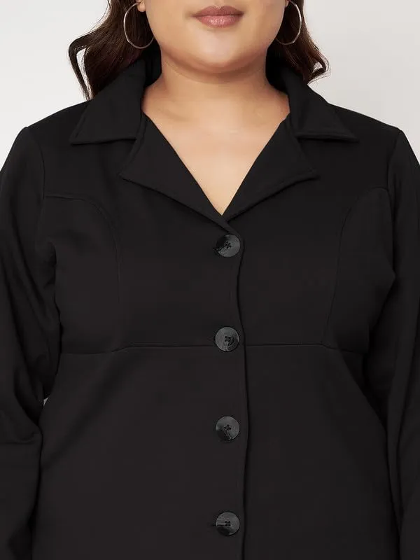BRINNS_Plus_Size_Women's_Solid_Single-Breasted_Overcoat