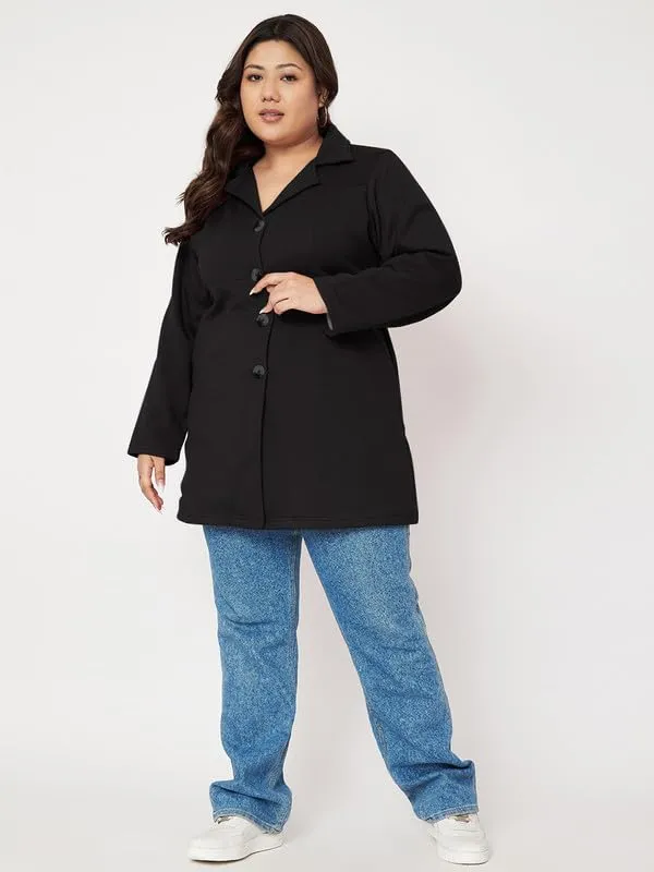 BRINNS_Plus_Size_Women's_Solid_Single-Breasted_Overcoat