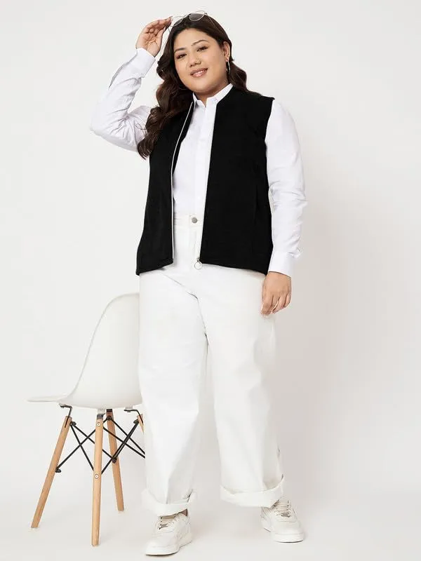 BRINNS_Women_Plus_Size_Solid_Fleece_Mandarin_Collar_Jacket