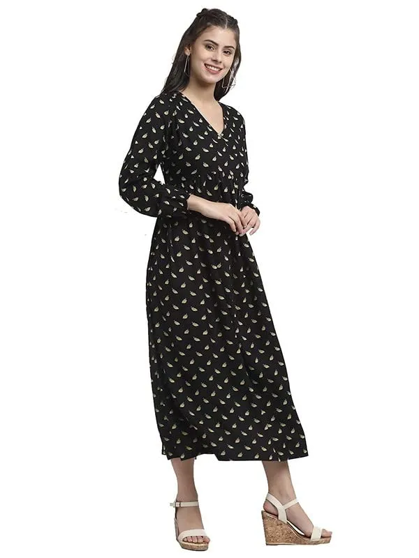 BRINNS_Women's_Flower_Printed_A-Line_Maxi_Dress