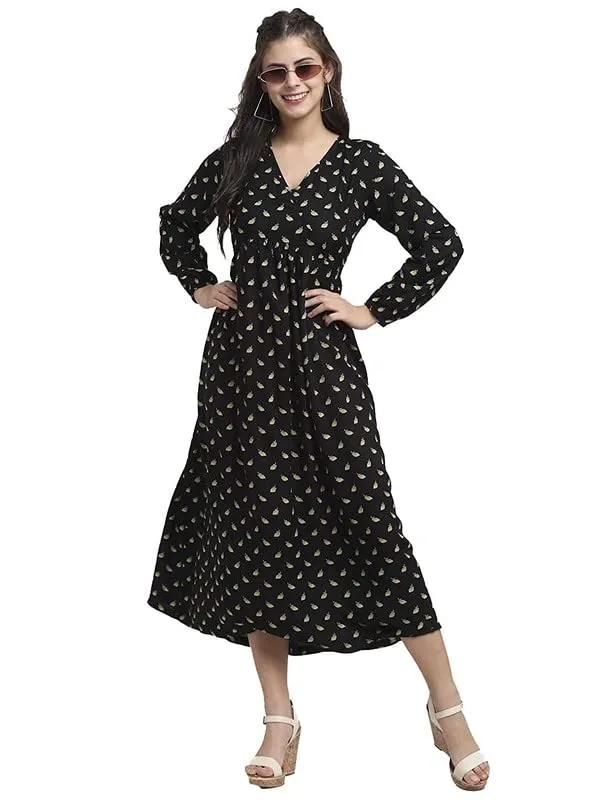 BRINNS_Women's_Flower_Printed_A-Line_Maxi_Dress