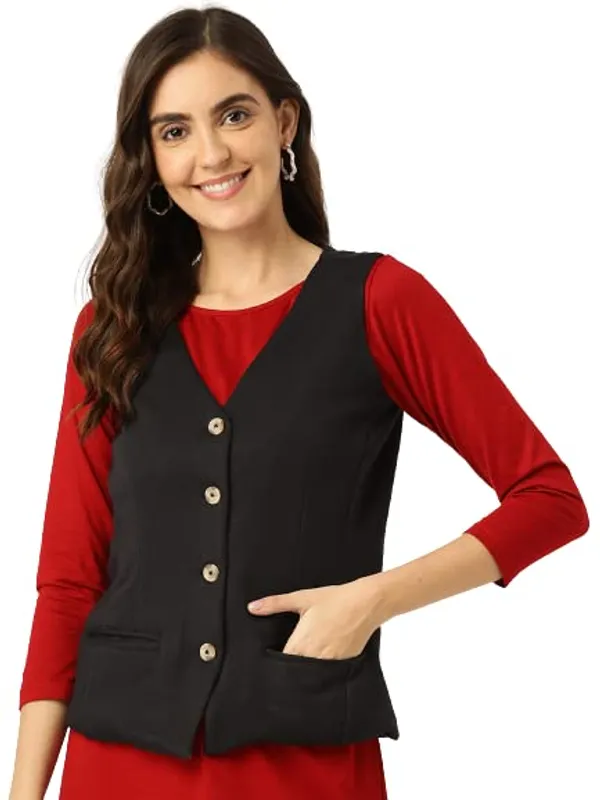 BRINNS_Women_Solid_Sleeveless_Tailored_Jacket