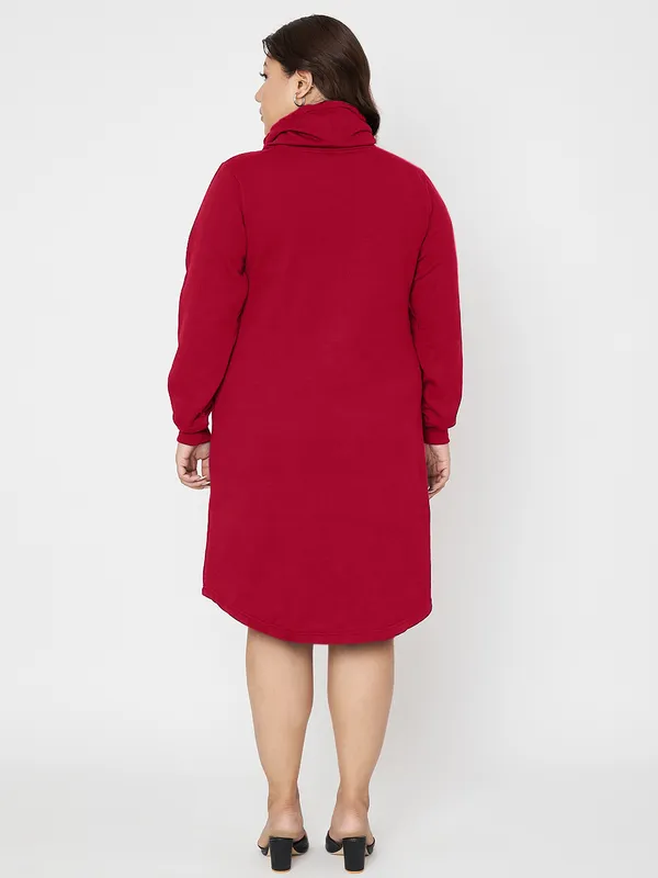 Plus_Size_Hooded_Cowl_Neck_Cuffed_Sleeves_Jumper_Dress