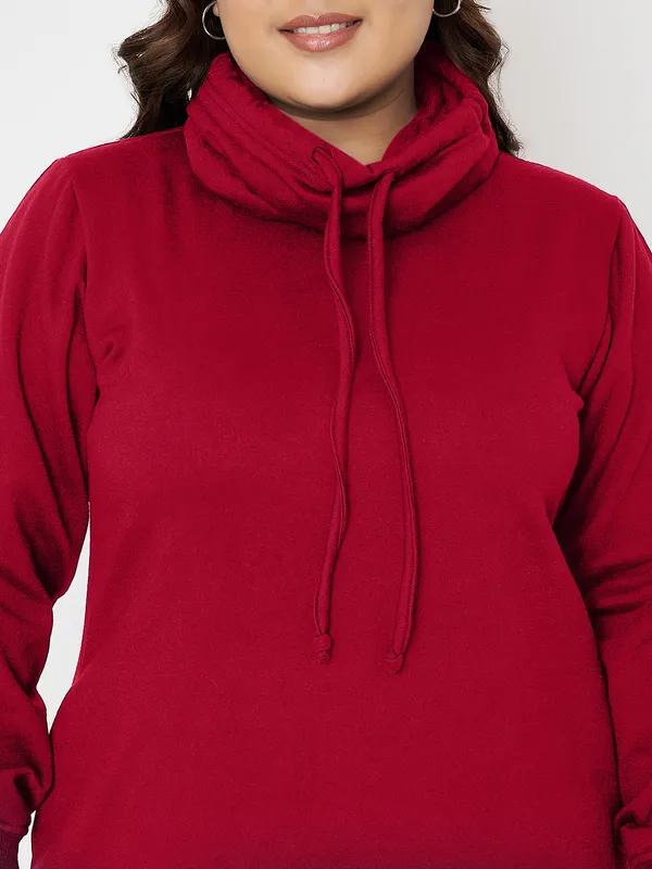 Plus_Size_Hooded_Cowl_Neck_Cuffed_Sleeves_Jumper_Dress