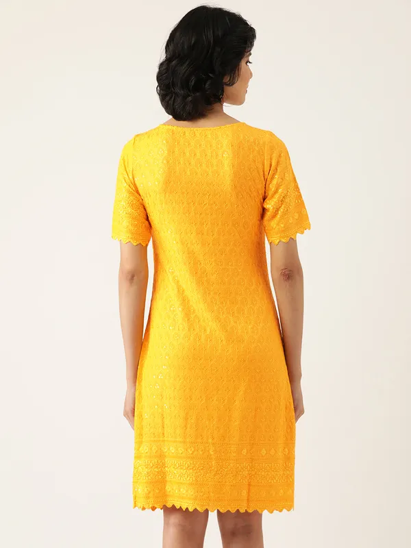 Yellow_Rayon_Sequinn_Dresses_For_Women