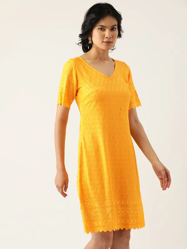Yellow_Rayon_Sequinn_Dresses_For_Women
